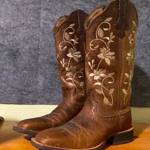 Twisted X Women's Brown Floral Ruff Stock Cowgirl Boots - Square Toe